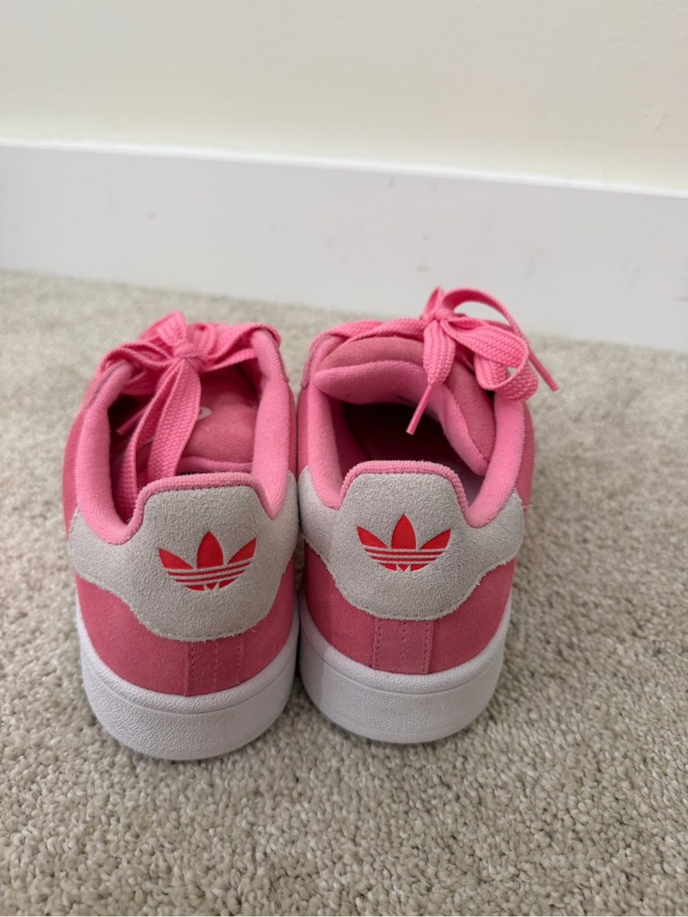 Brand new never worn Adidas' Pink campus Sneakers with Neon Orange- red stripes - Picture 6 of 7